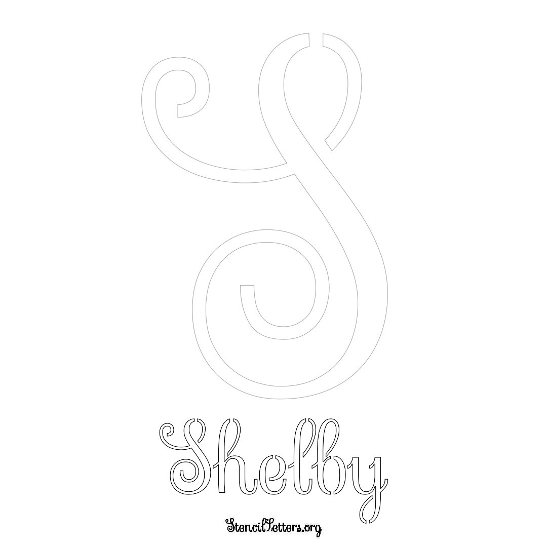 Shelby printable name initial stencil in Ornamental Cursive Lettering