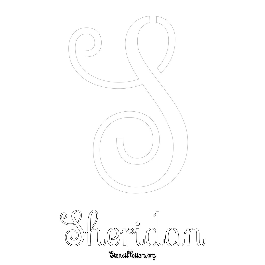 Sheridan printable name initial stencil in Ornamental Cursive Lettering