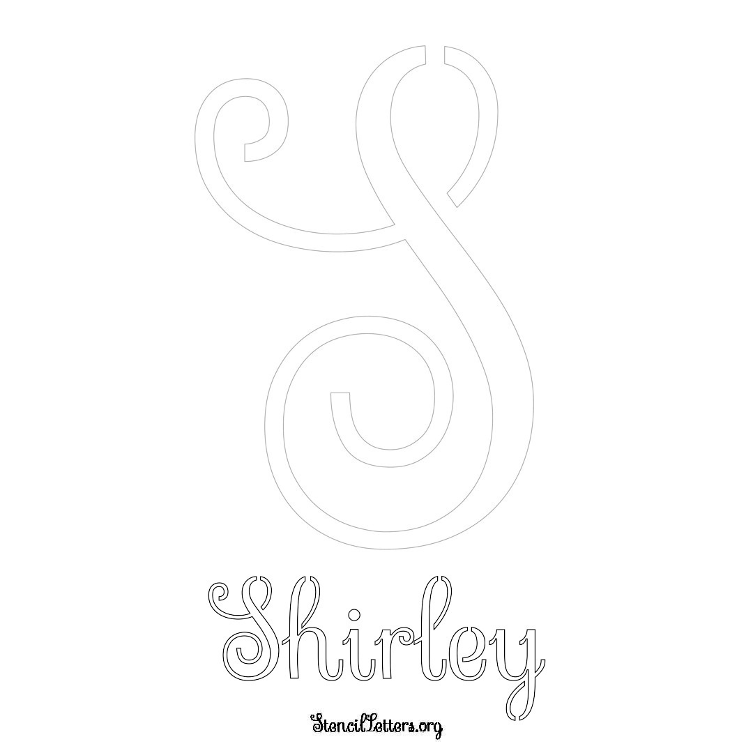 Shirley printable name initial stencil in Ornamental Cursive Lettering