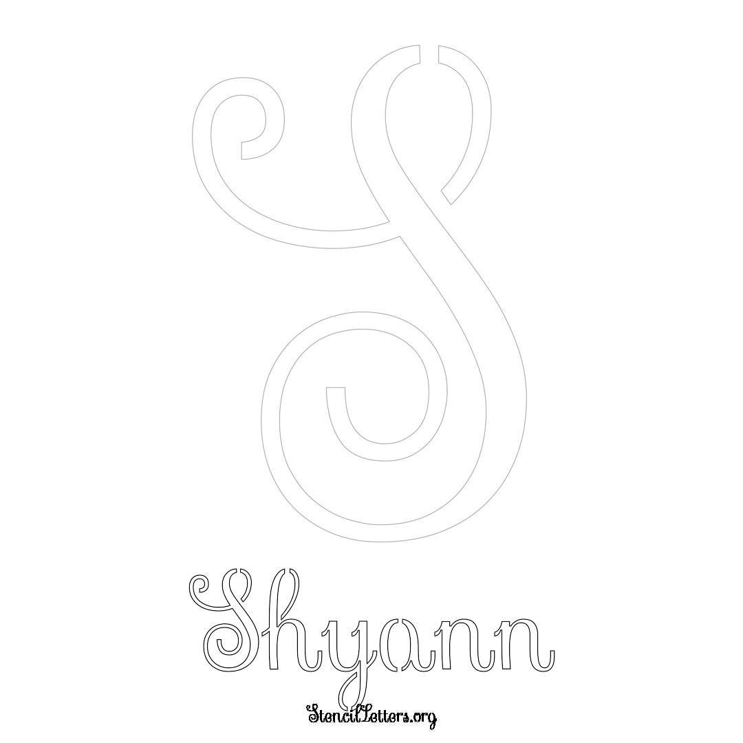 Shyann printable name initial stencil in Ornamental Cursive Lettering