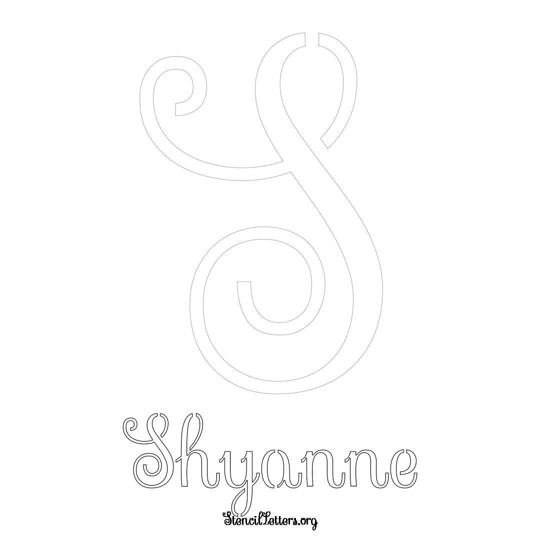 Shyanne printable name initial stencil in Ornamental Cursive Lettering