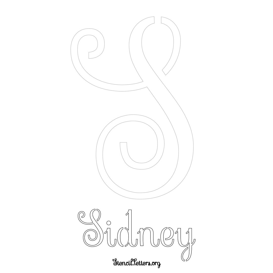 Sidney printable name initial stencil in Ornamental Cursive Lettering