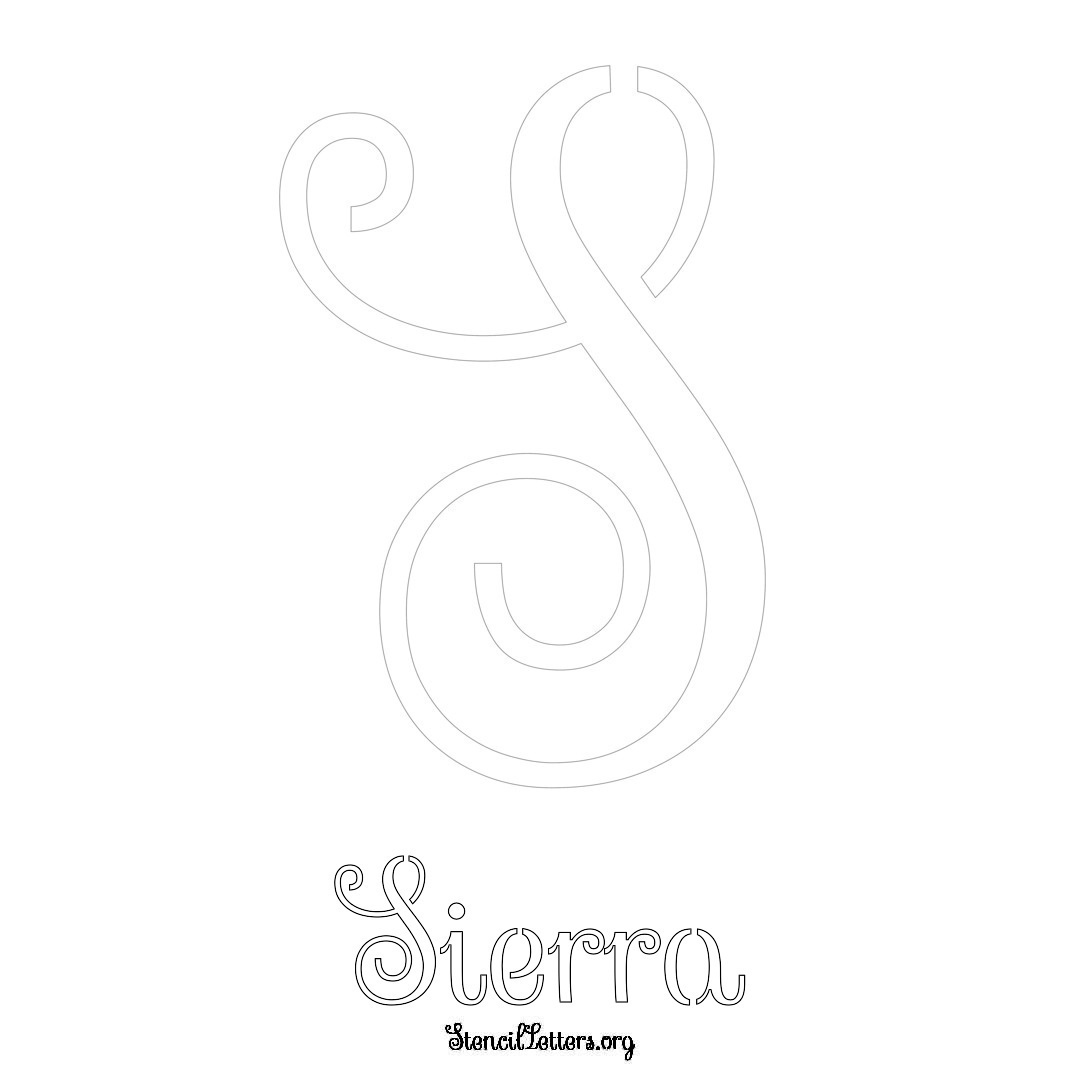 Sierra printable name initial stencil in Ornamental Cursive Lettering