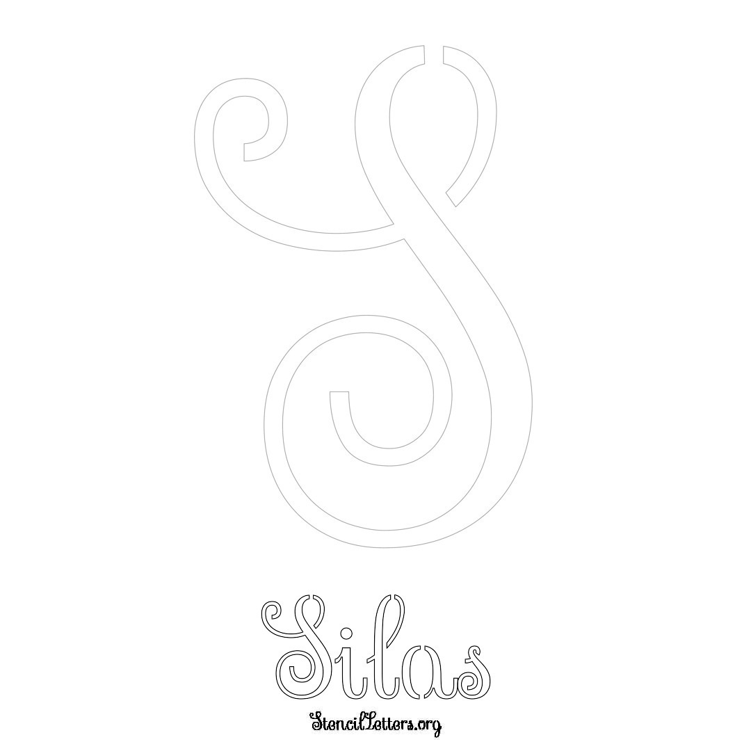 Silas printable name initial stencil in Ornamental Cursive Lettering