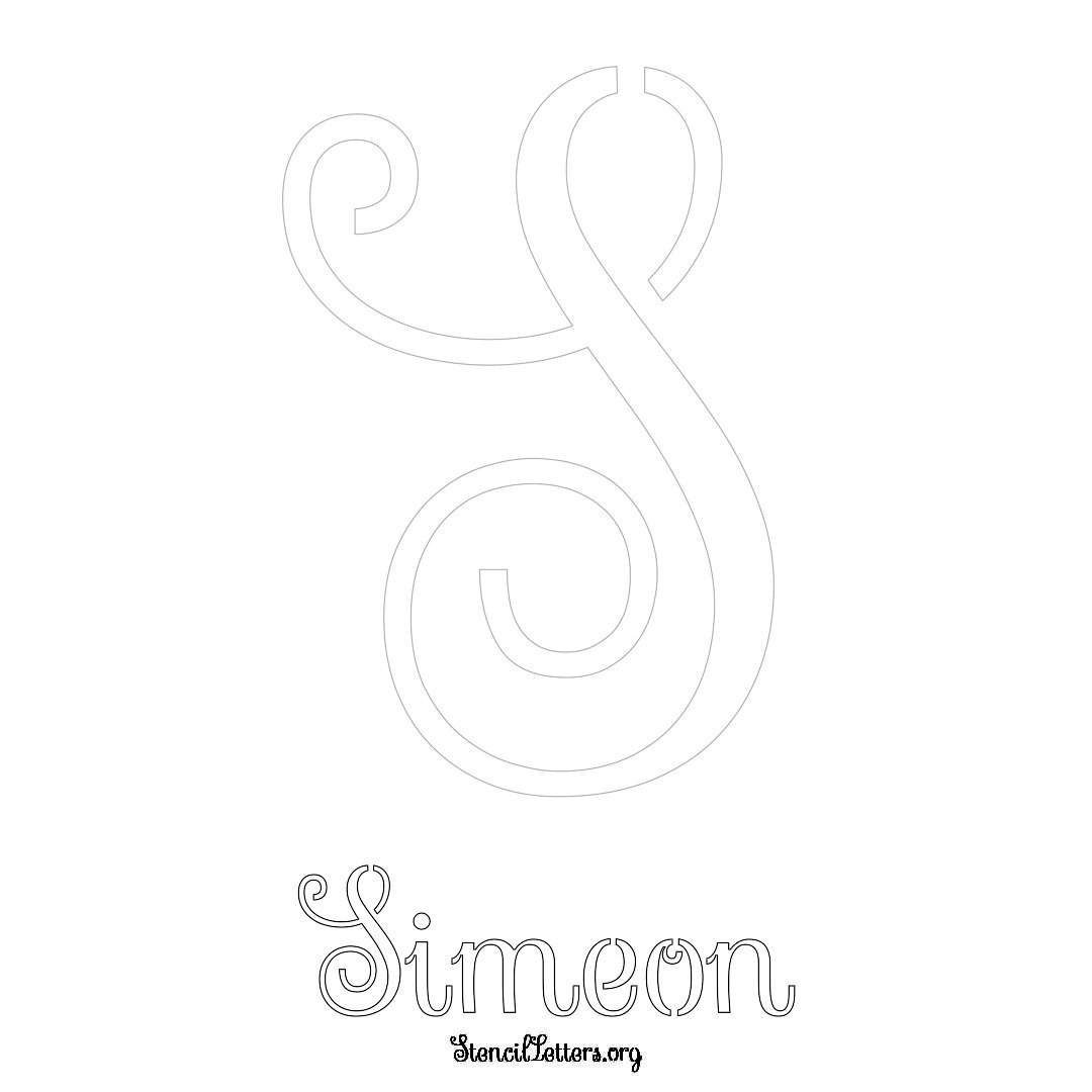 Simeon printable name initial stencil in Ornamental Cursive Lettering