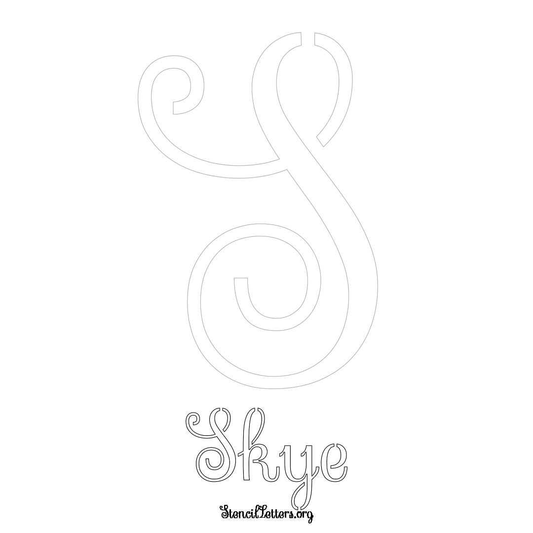 Skye printable name initial stencil in Ornamental Cursive Lettering