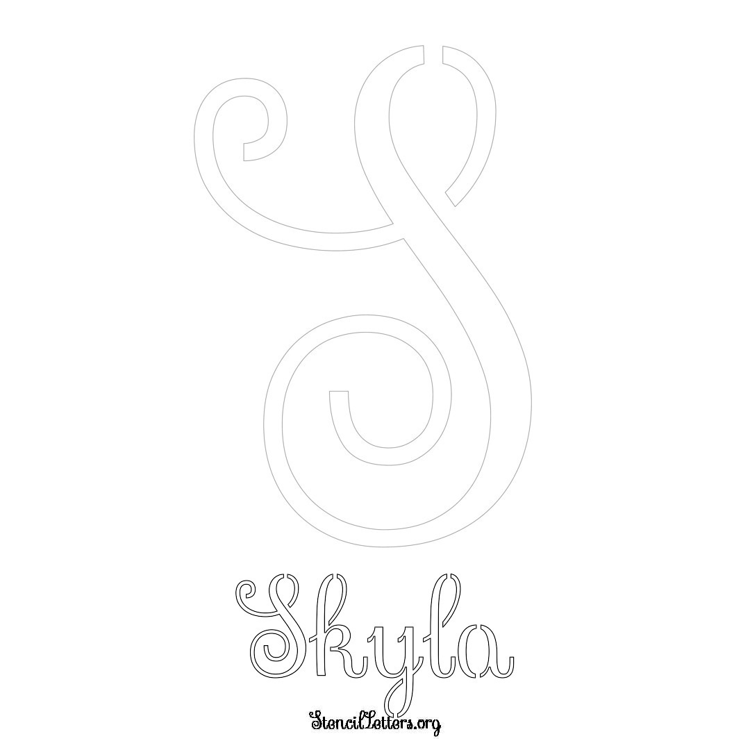 Skyla printable name initial stencil in Ornamental Cursive Lettering