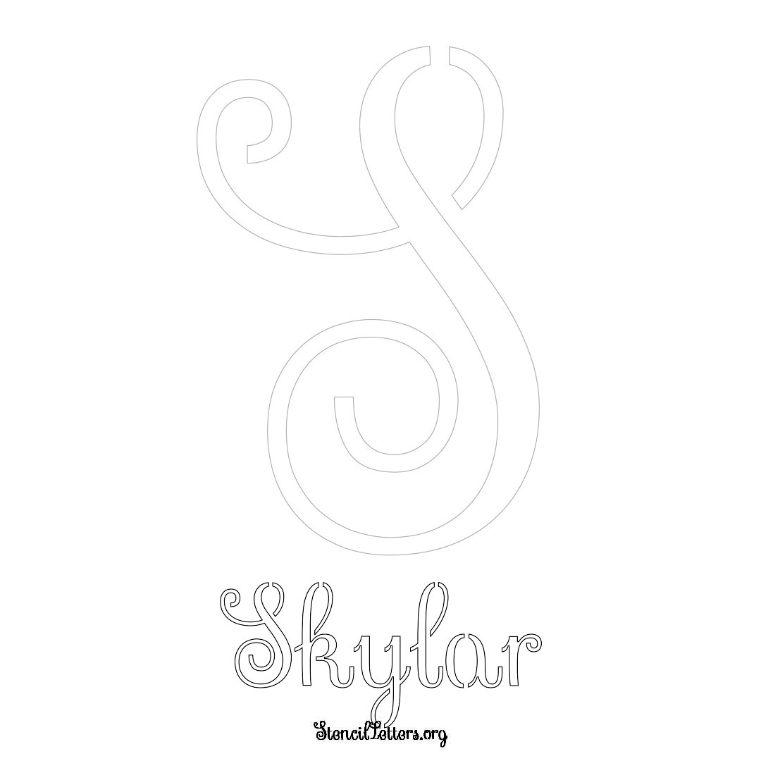 Skylar printable name initial stencil in Ornamental Cursive Lettering