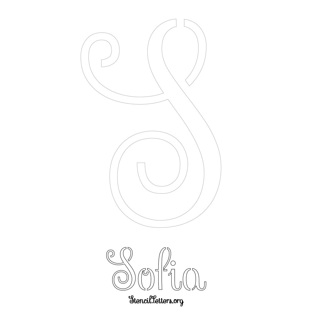 Sofia printable name initial stencil in Ornamental Cursive Lettering