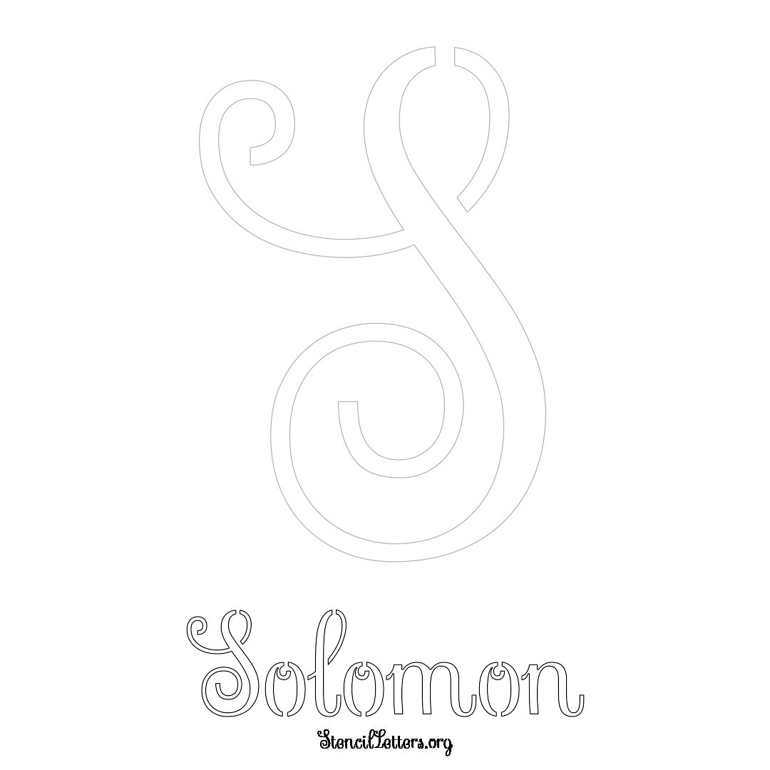 Solomon printable name initial stencil in Ornamental Cursive Lettering