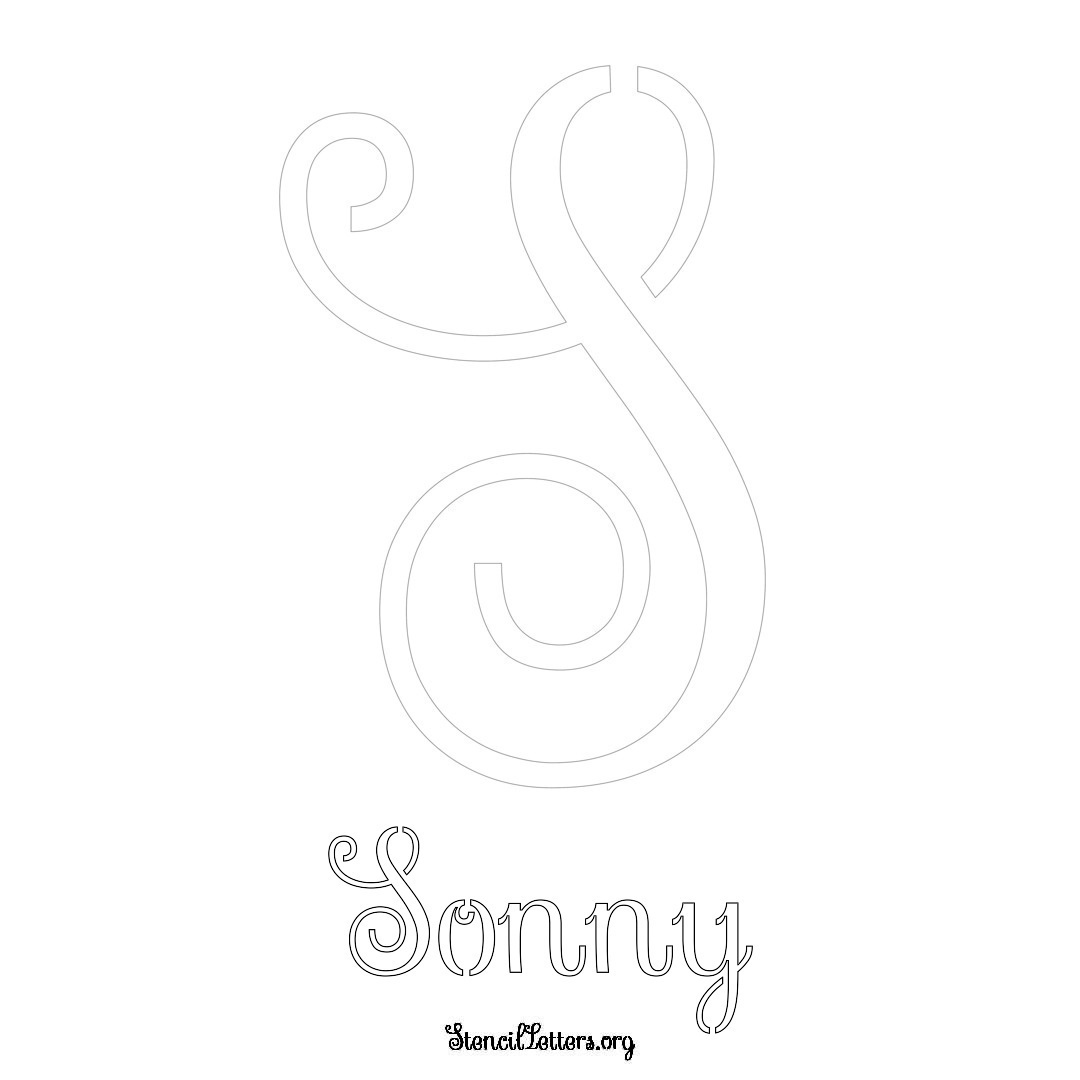 Sonny printable name initial stencil in Ornamental Cursive Lettering