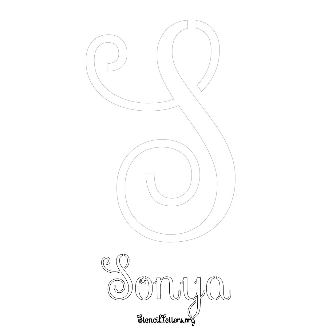 Sonya printable name initial stencil in Ornamental Cursive Lettering