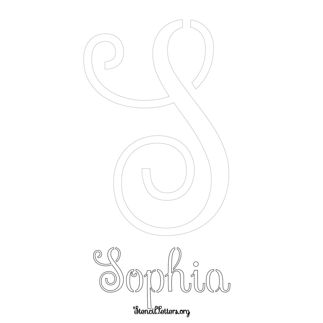 Sophia printable name initial stencil in Ornamental Cursive Lettering