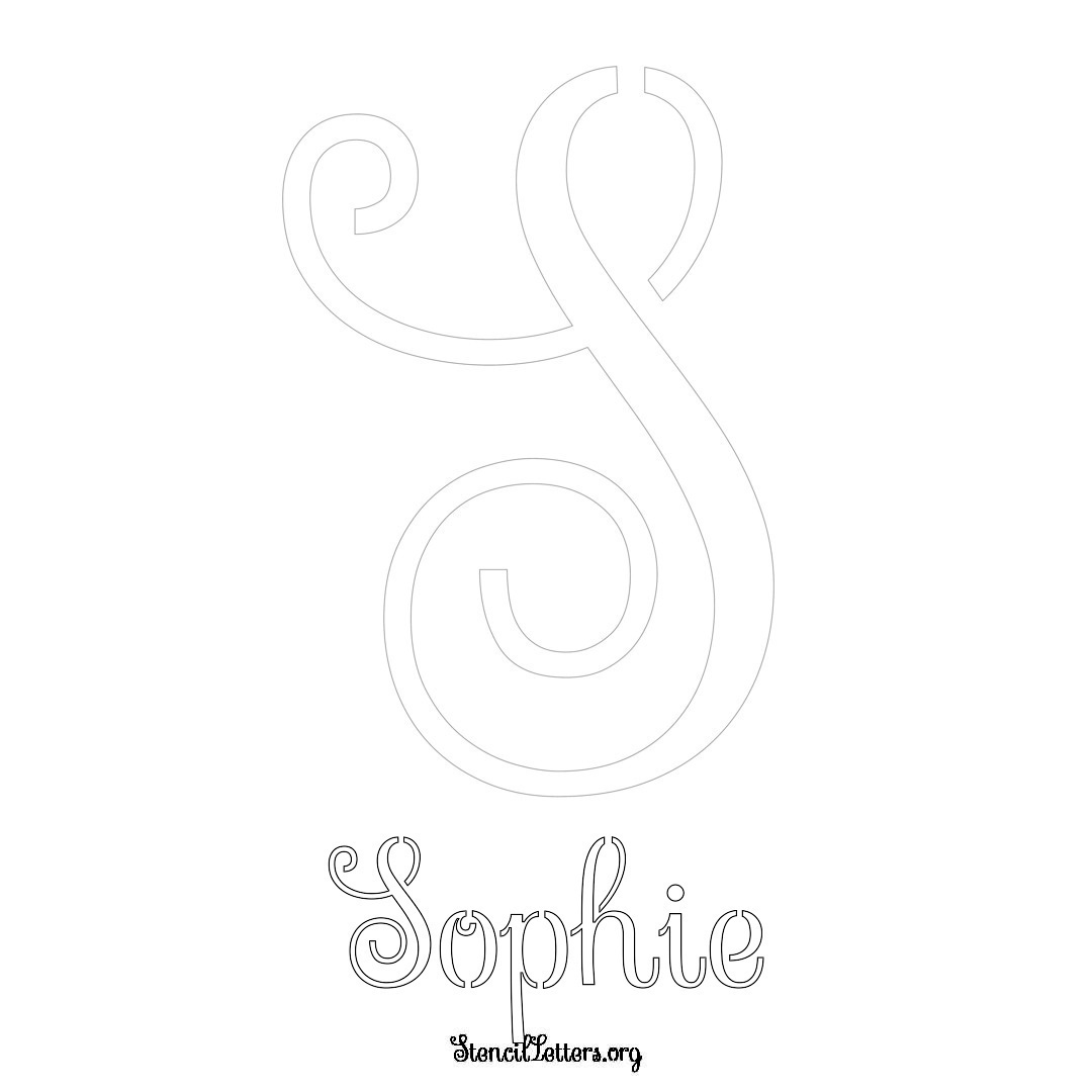 Sophie printable name initial stencil in Ornamental Cursive Lettering