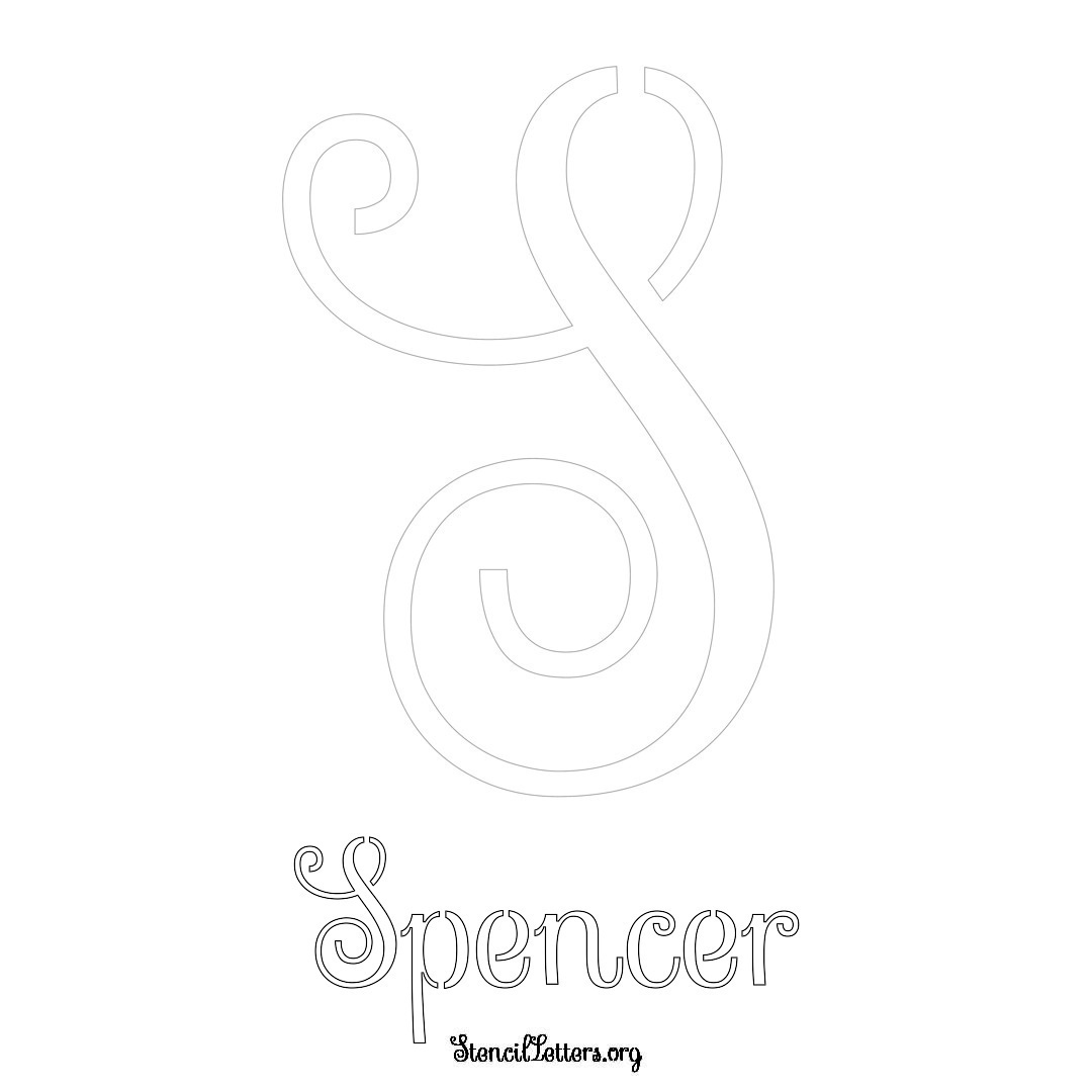 Spencer printable name initial stencil in Ornamental Cursive Lettering