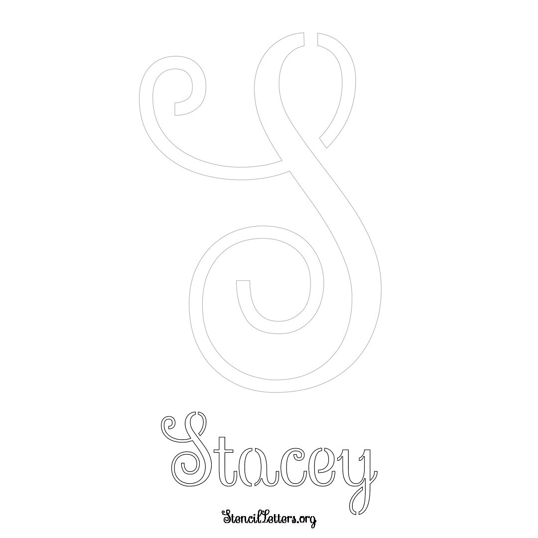 Stacey printable name initial stencil in Ornamental Cursive Lettering