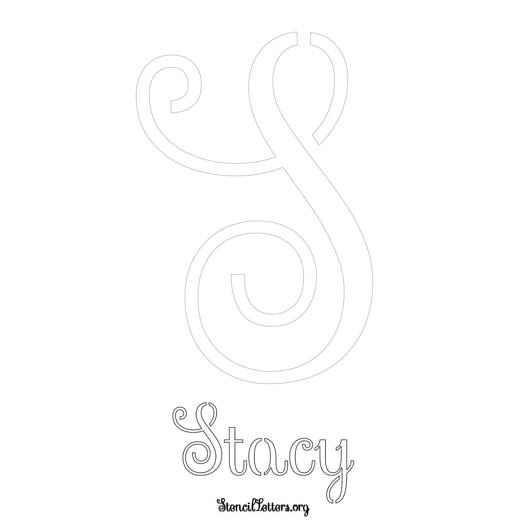 Stacy printable name initial stencil in Ornamental Cursive Lettering