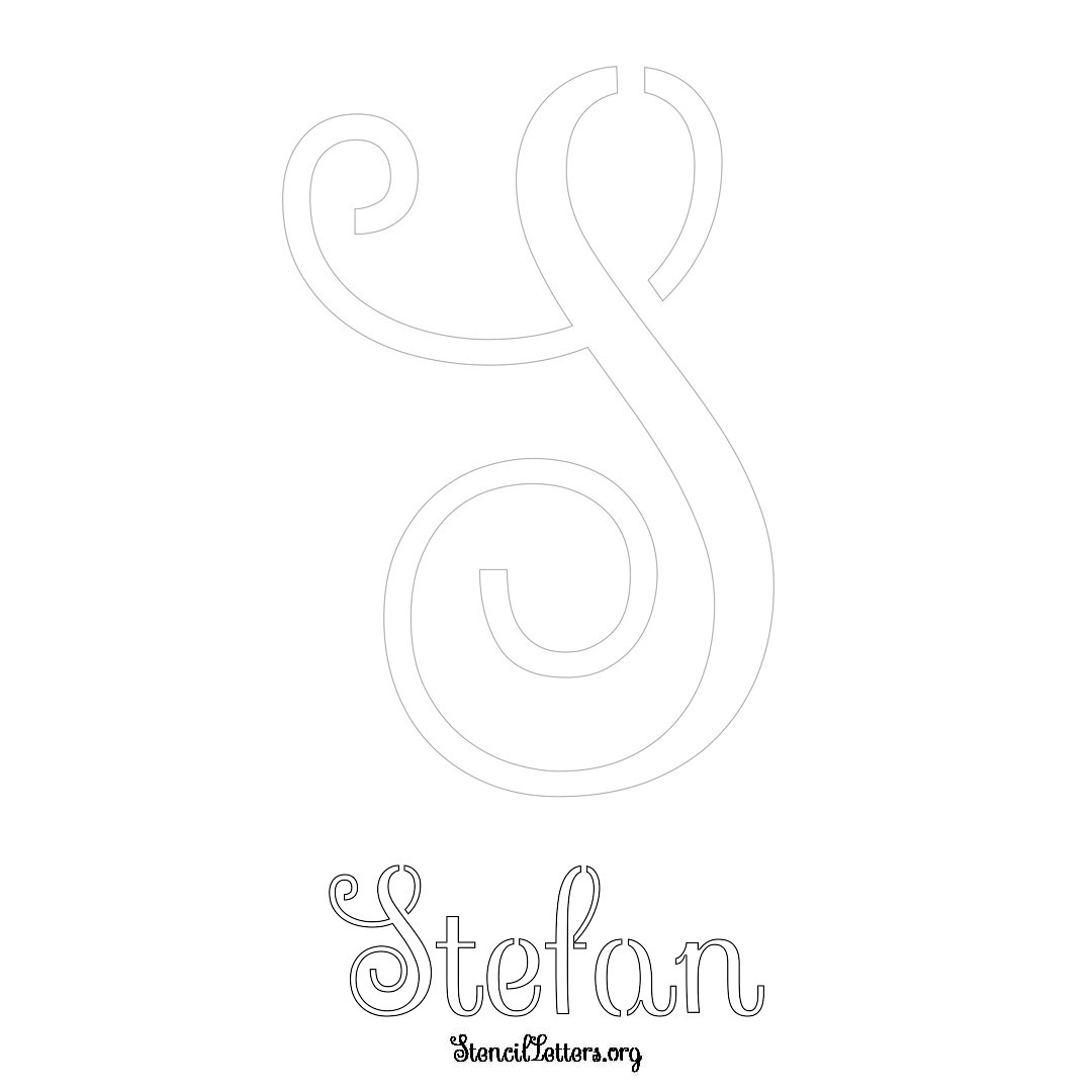 Stefan printable name initial stencil in Ornamental Cursive Lettering