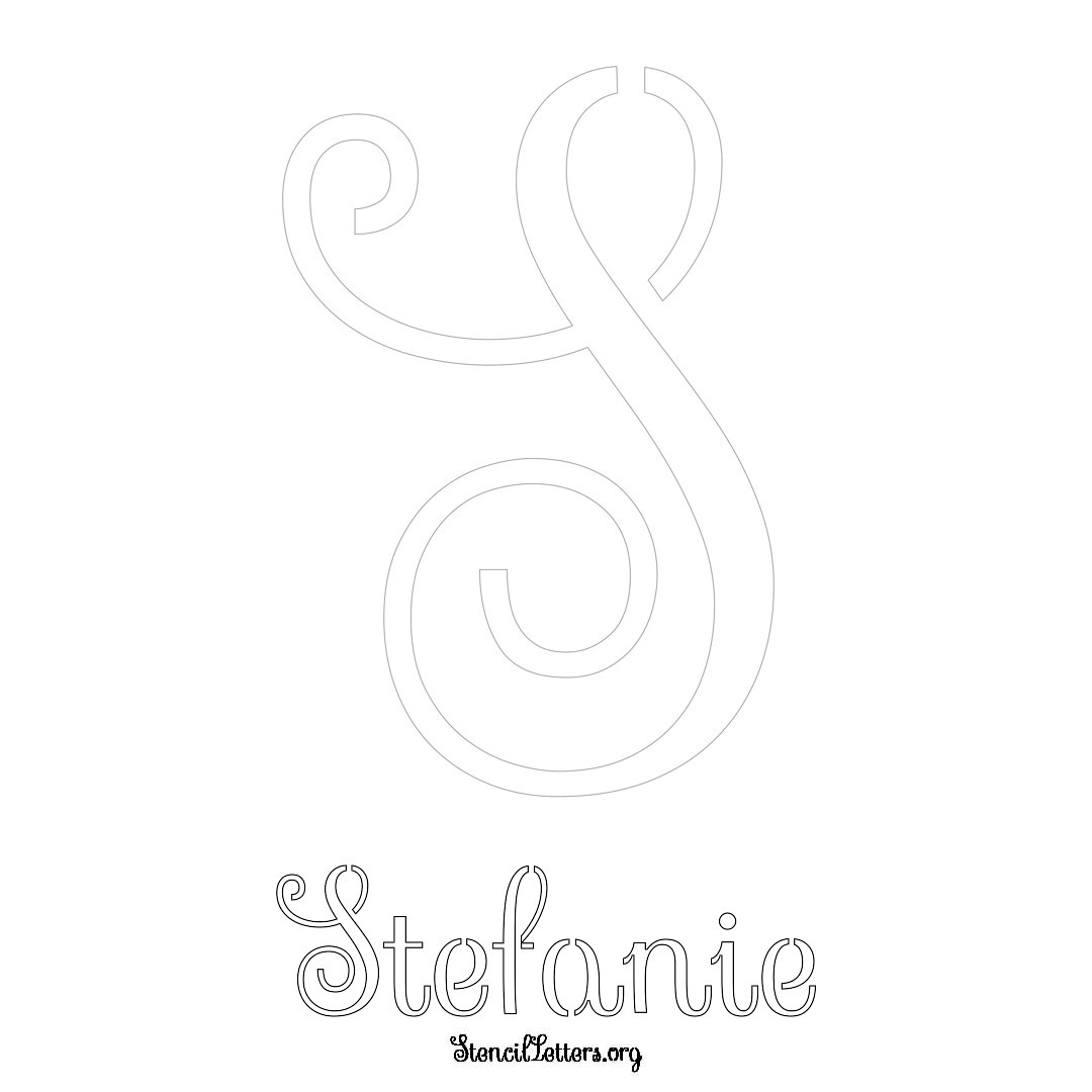 Stefanie printable name initial stencil in Ornamental Cursive Lettering