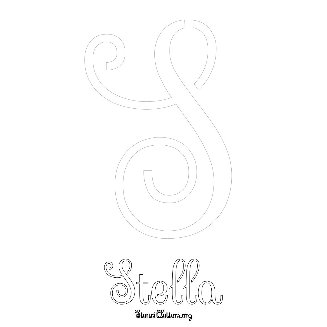 Stella printable name initial stencil in Ornamental Cursive Lettering