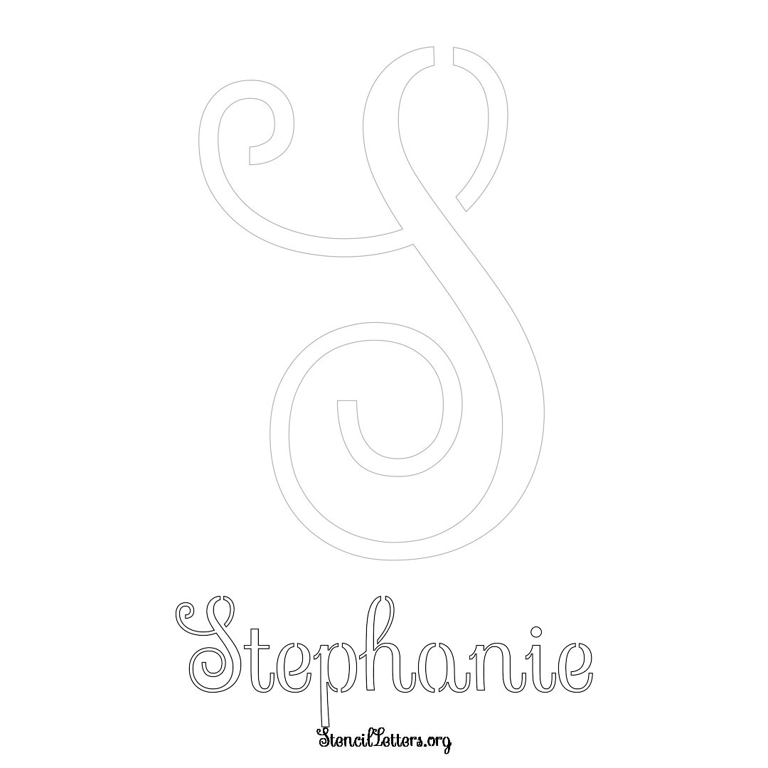 Stephanie printable name initial stencil in Ornamental Cursive Lettering