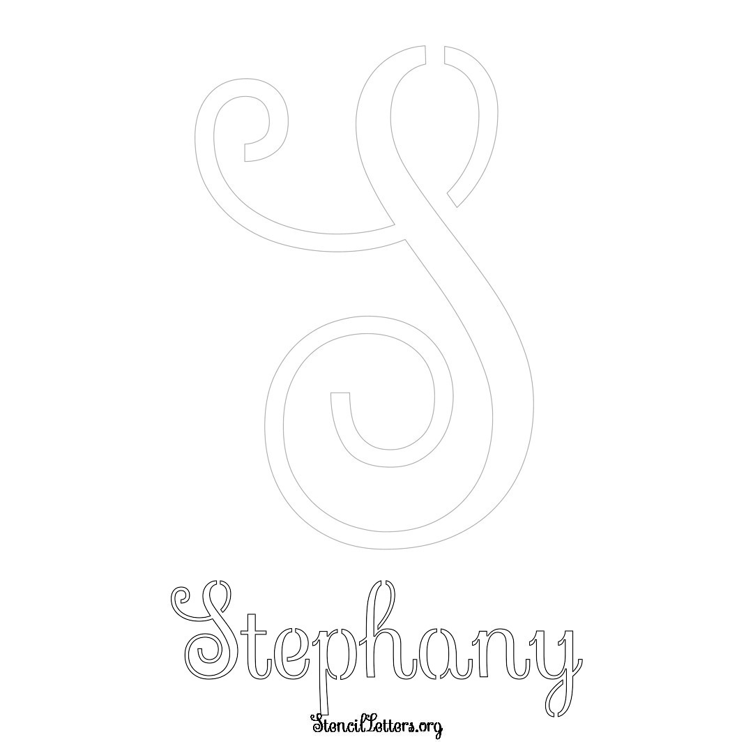 Stephany printable name initial stencil in Ornamental Cursive Lettering