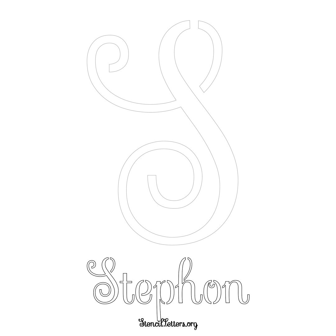 Stephon printable name initial stencil in Ornamental Cursive Lettering