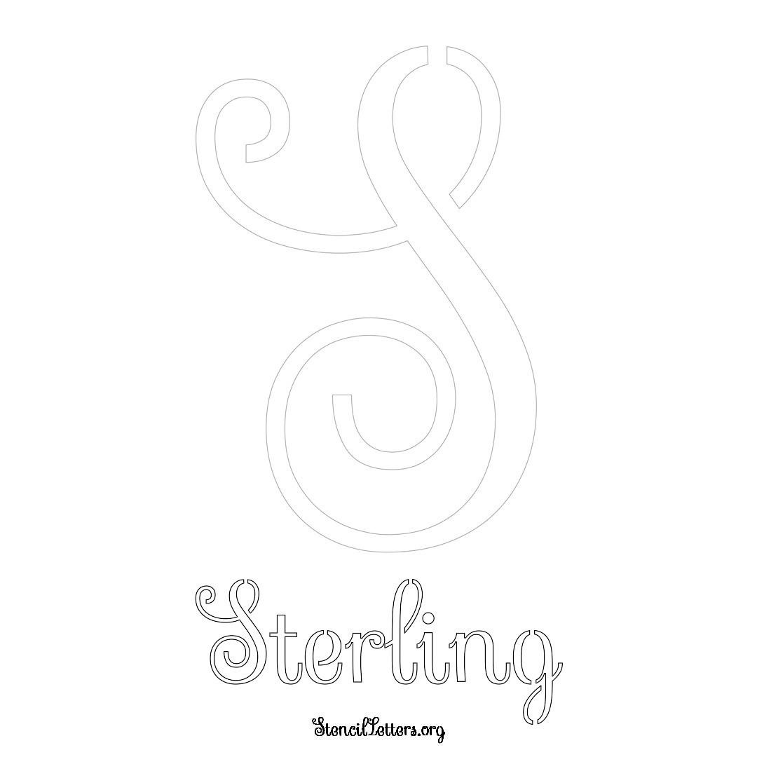 Sterling printable name initial stencil in Ornamental Cursive Lettering