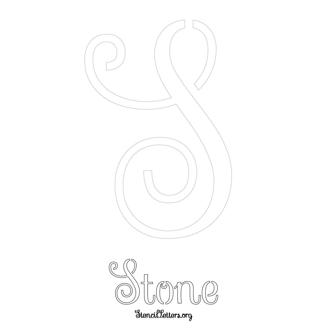 Stone printable name initial stencil in Ornamental Cursive Lettering