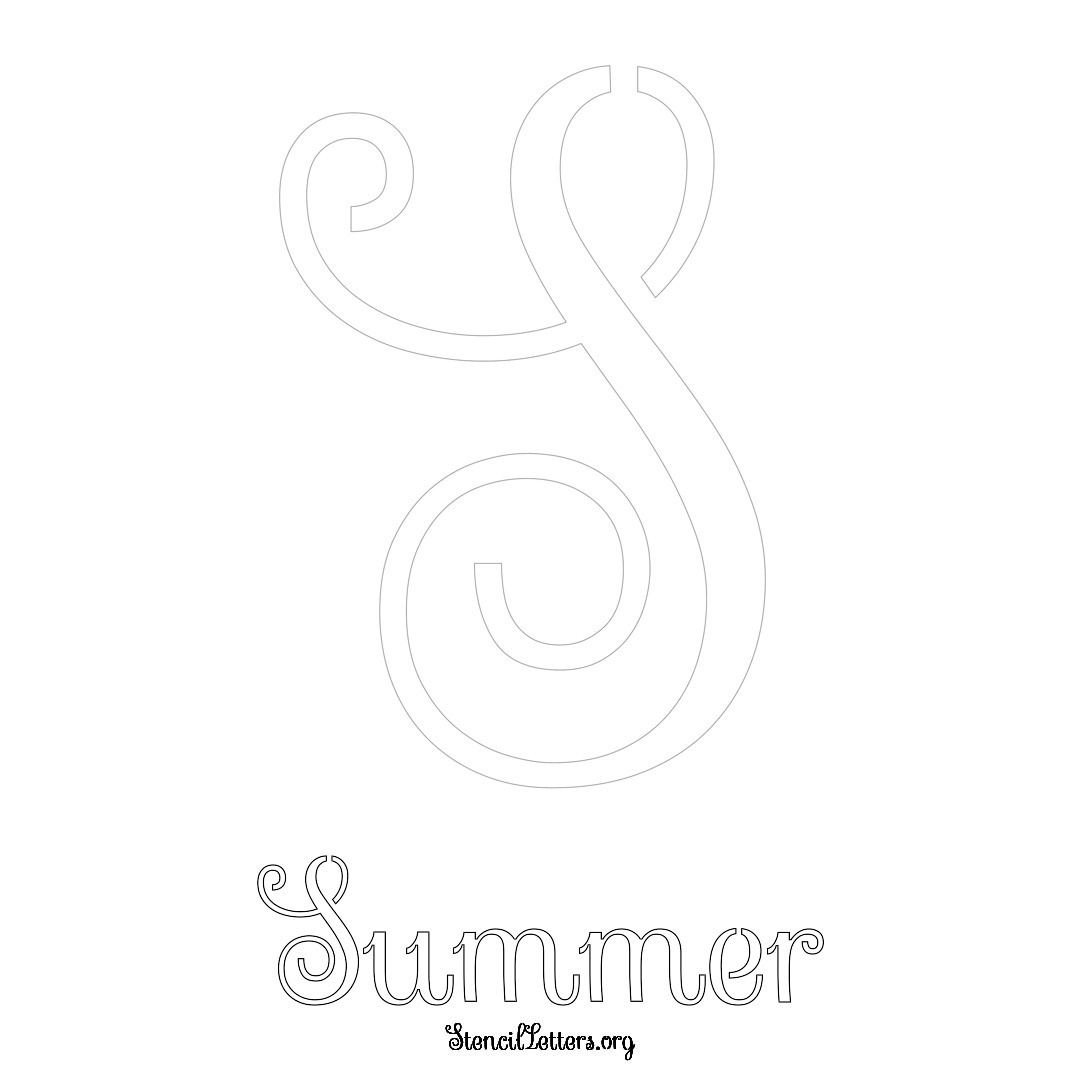 Summer printable name initial stencil in Ornamental Cursive Lettering