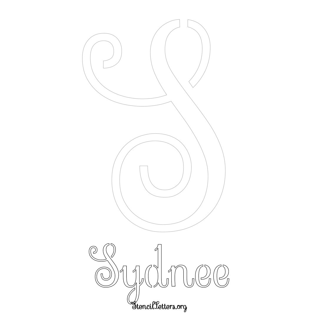 Sydnee printable name initial stencil in Ornamental Cursive Lettering