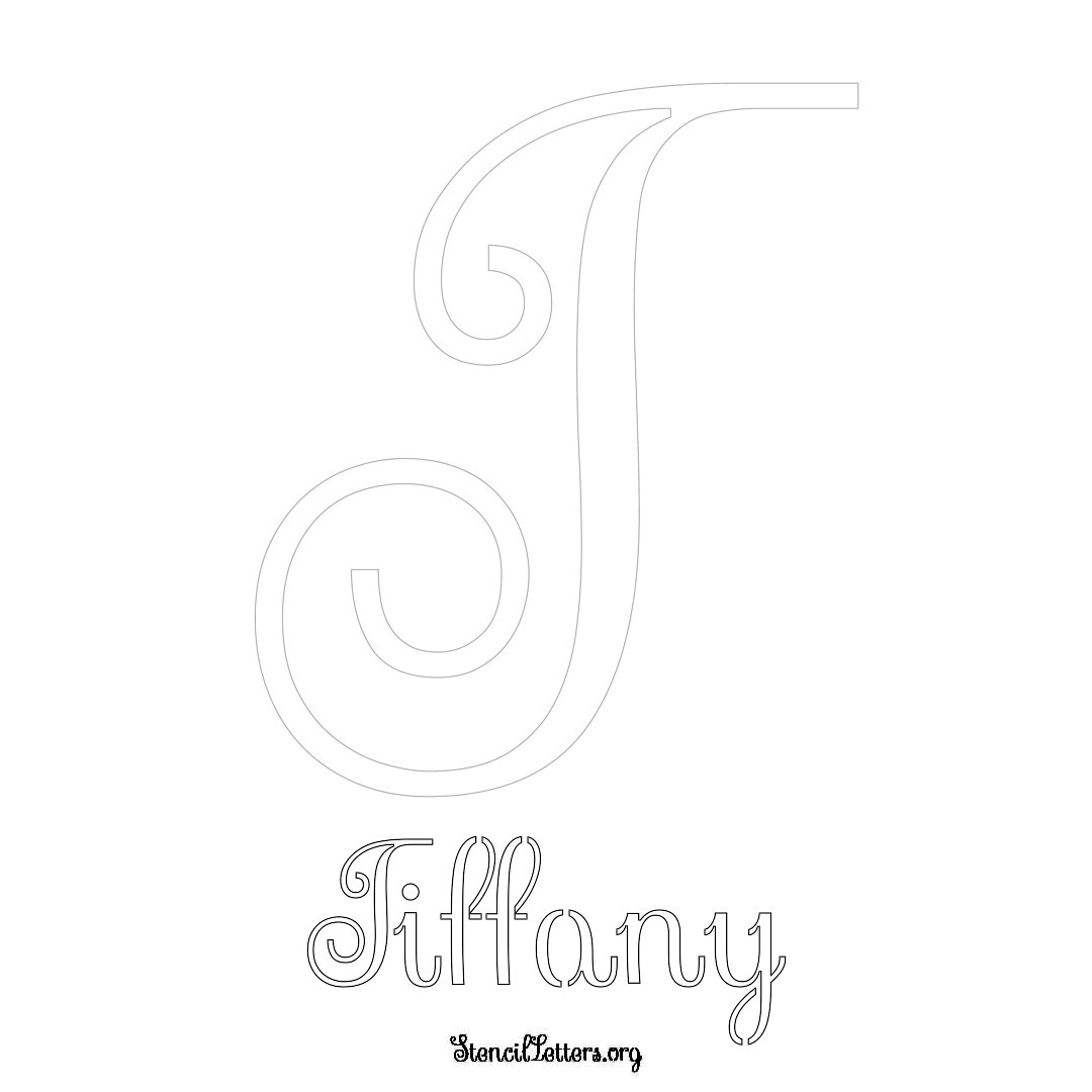Tiffany printable name initial stencil in Ornamental Cursive Lettering