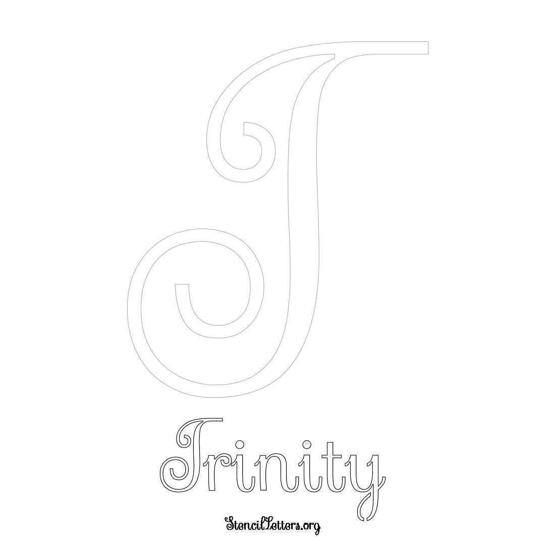 Trinity printable name initial stencil in Ornamental Cursive Lettering