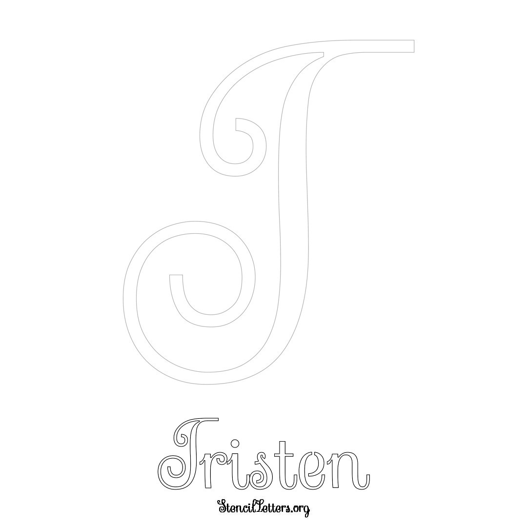 Tristen printable name initial stencil in Ornamental Cursive Lettering