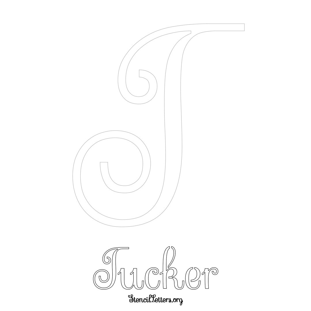 Tucker printable name initial stencil in Ornamental Cursive Lettering