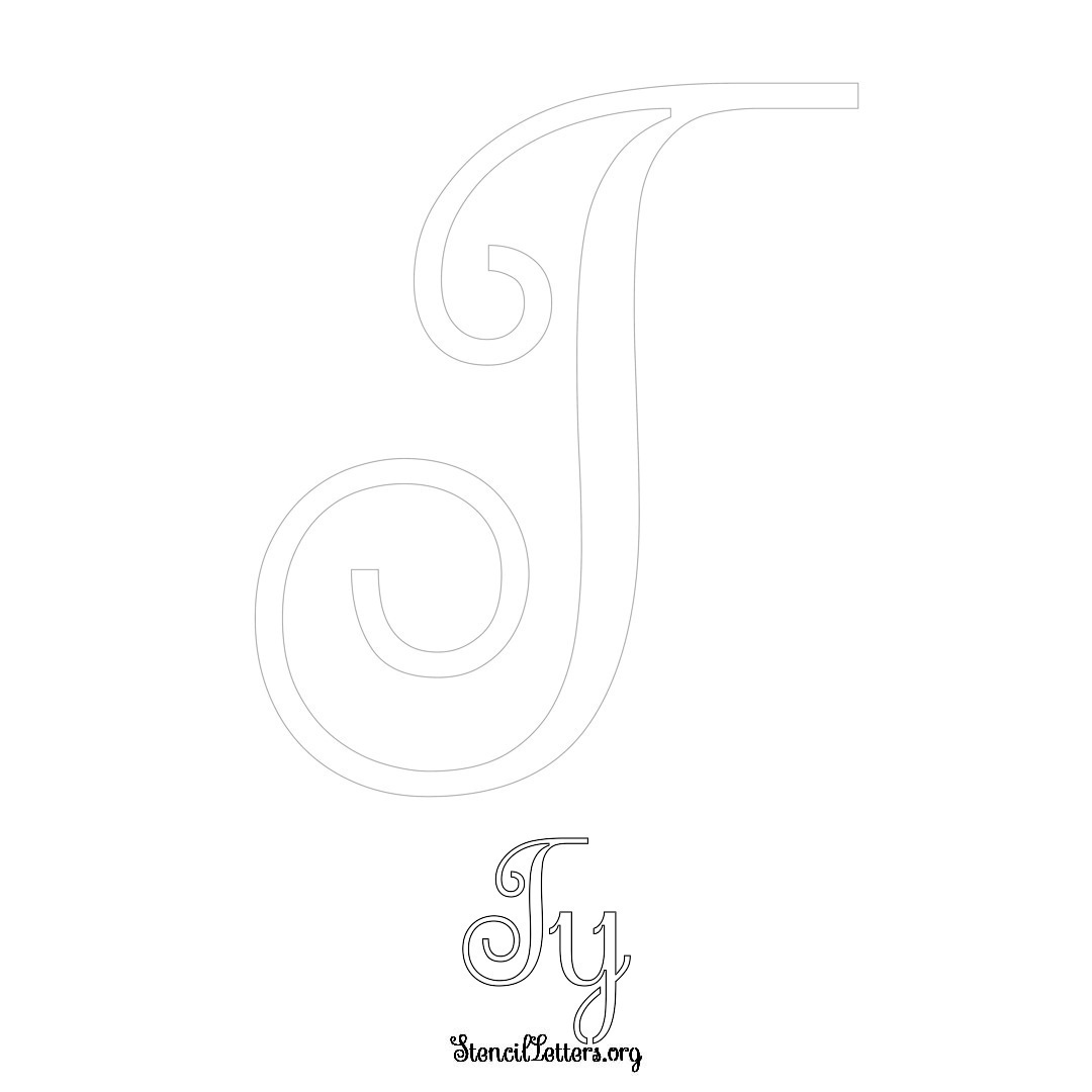 Ty printable name initial stencil in Ornamental Cursive Lettering