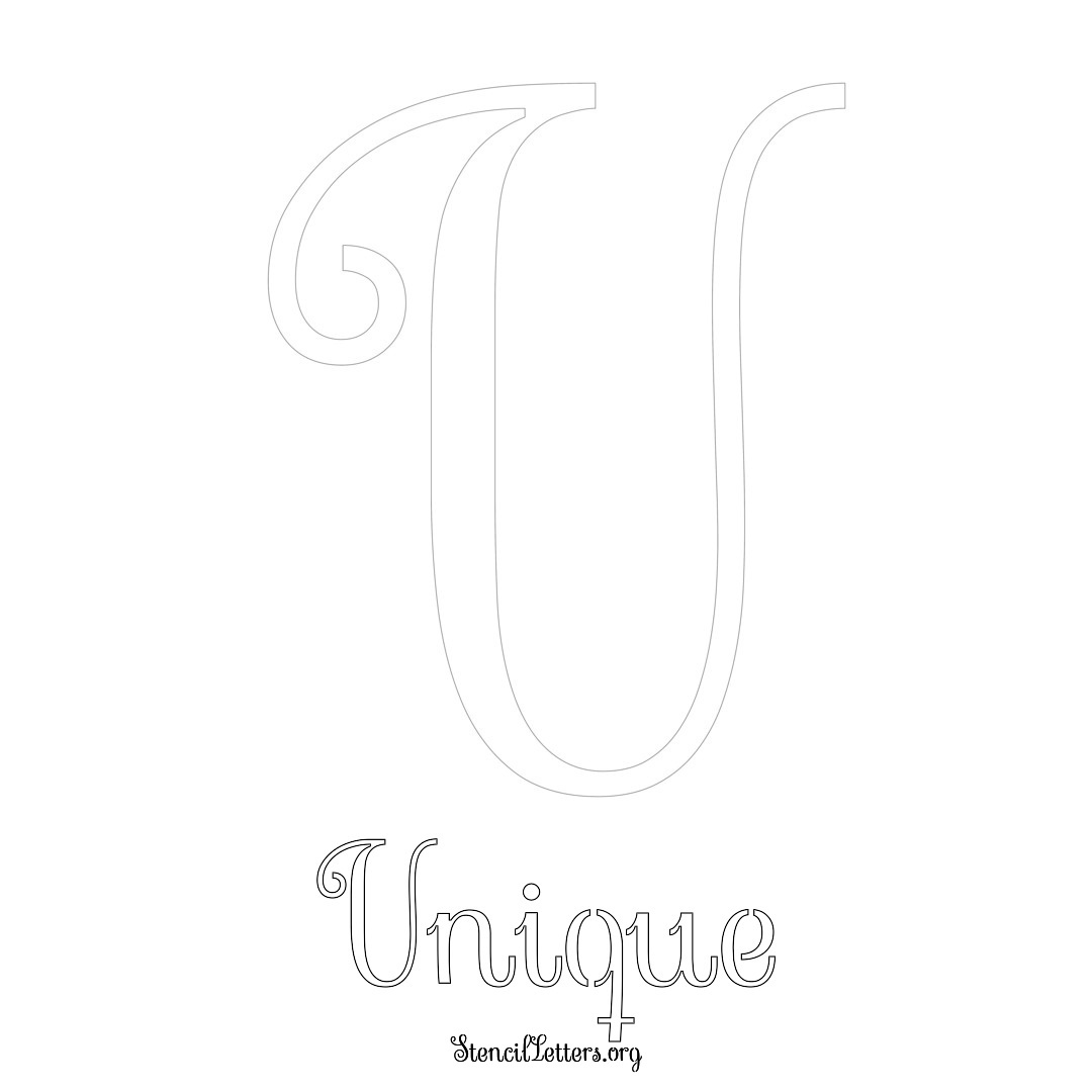 Unique printable name initial stencil in Ornamental Cursive Lettering