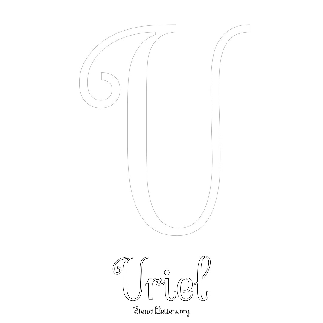 Uriel printable name initial stencil in Ornamental Cursive Lettering