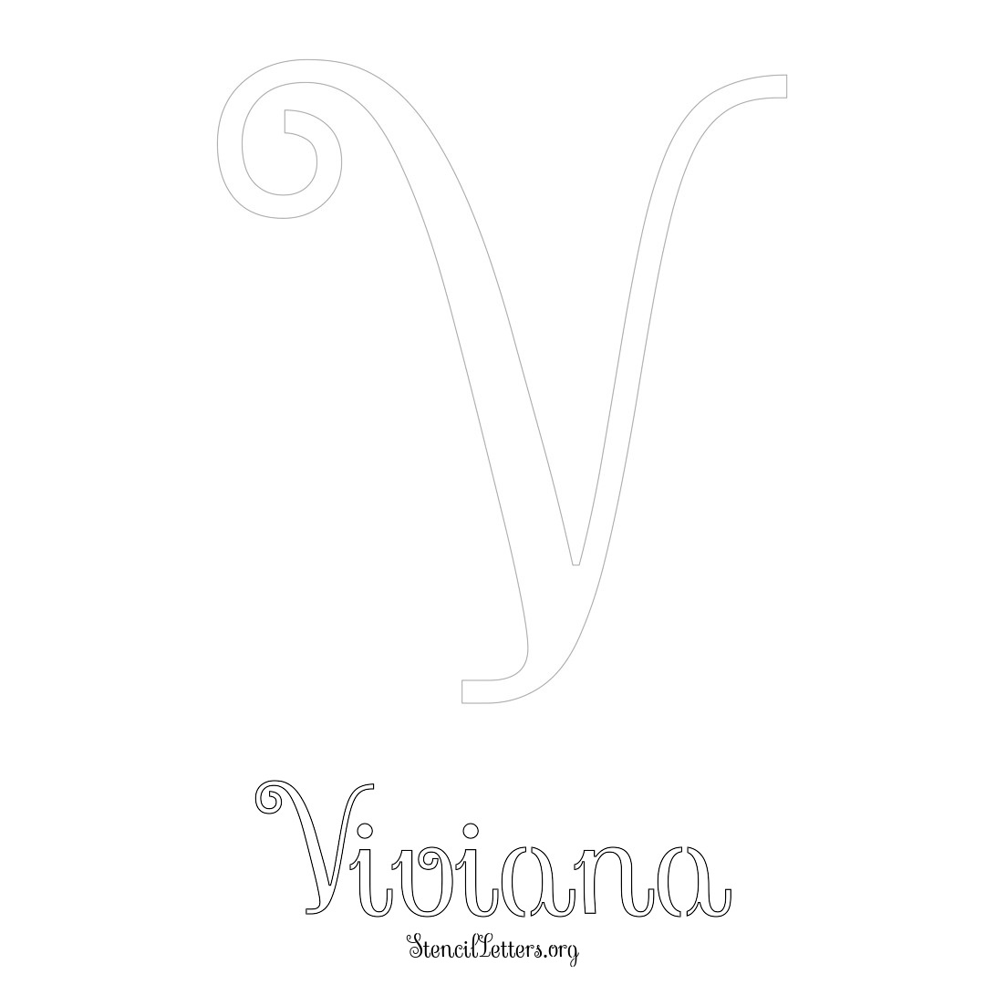 Viviana printable name initial stencil in Ornamental Cursive Lettering