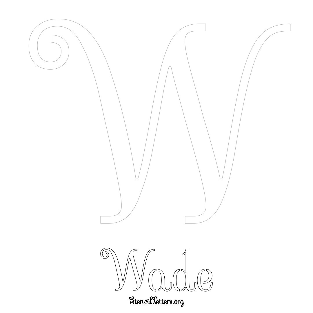 Wade printable name initial stencil in Ornamental Cursive Lettering