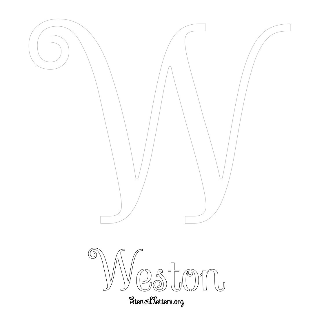 Weston printable name initial stencil in Ornamental Cursive Lettering