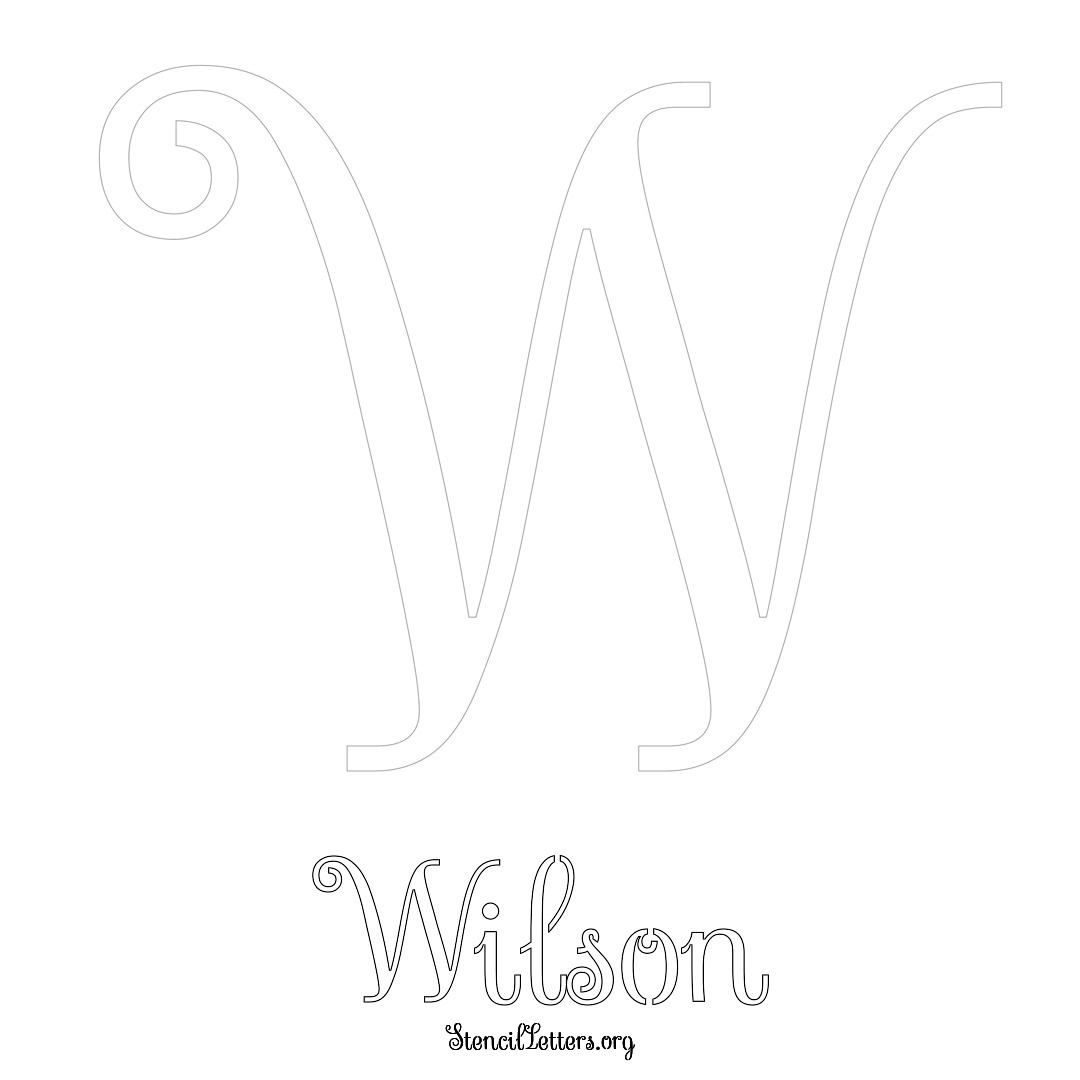 Wilson printable name initial stencil in Ornamental Cursive Lettering