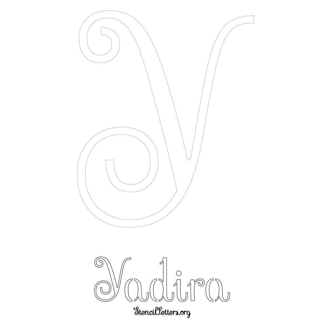 Yadira printable name initial stencil in Ornamental Cursive Lettering