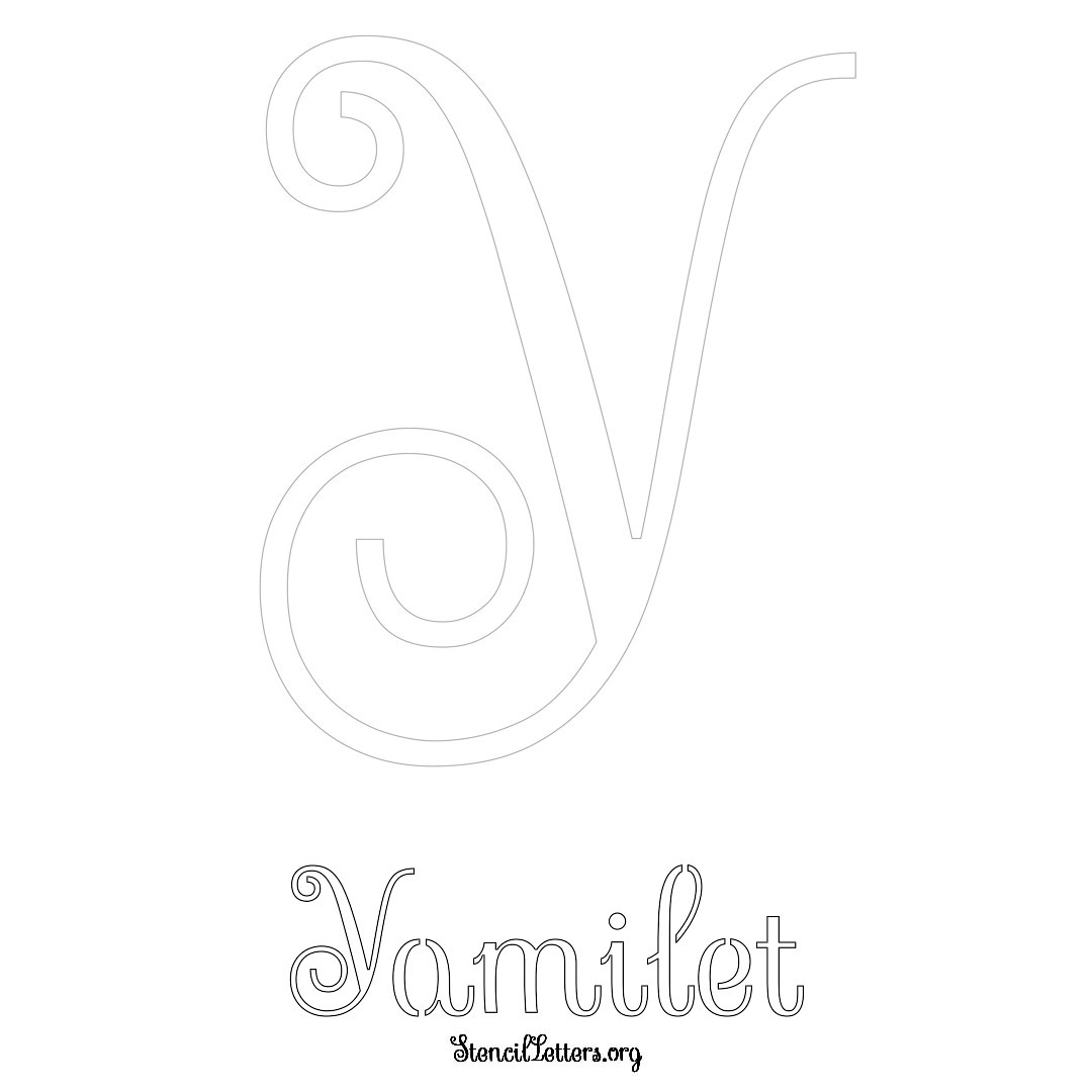 Yamilet printable name initial stencil in Ornamental Cursive Lettering