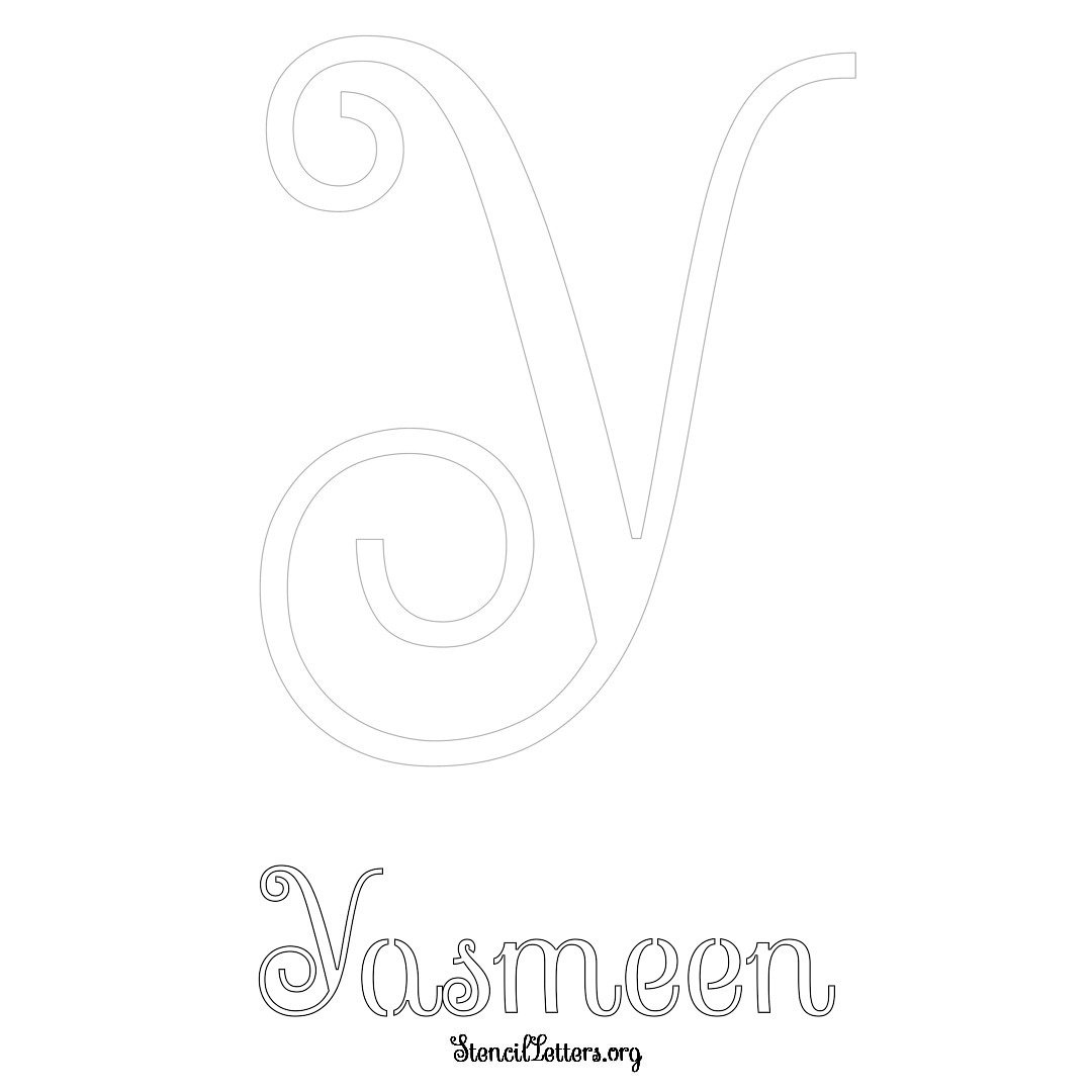 Yasmeen printable name initial stencil in Ornamental Cursive Lettering