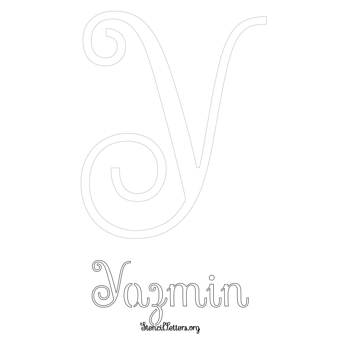 Yazmin printable name initial stencil in Ornamental Cursive Lettering