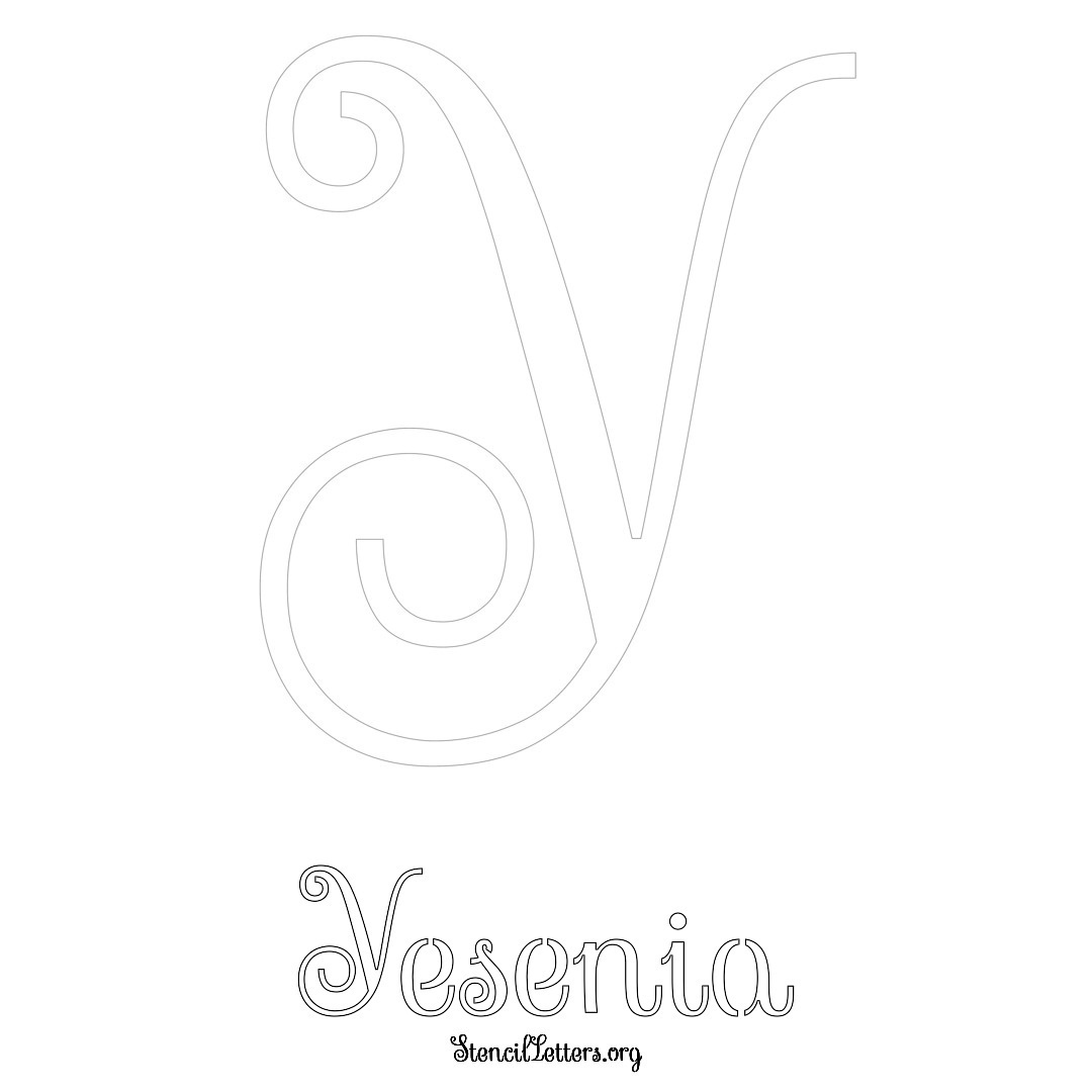 Yesenia printable name initial stencil in Ornamental Cursive Lettering