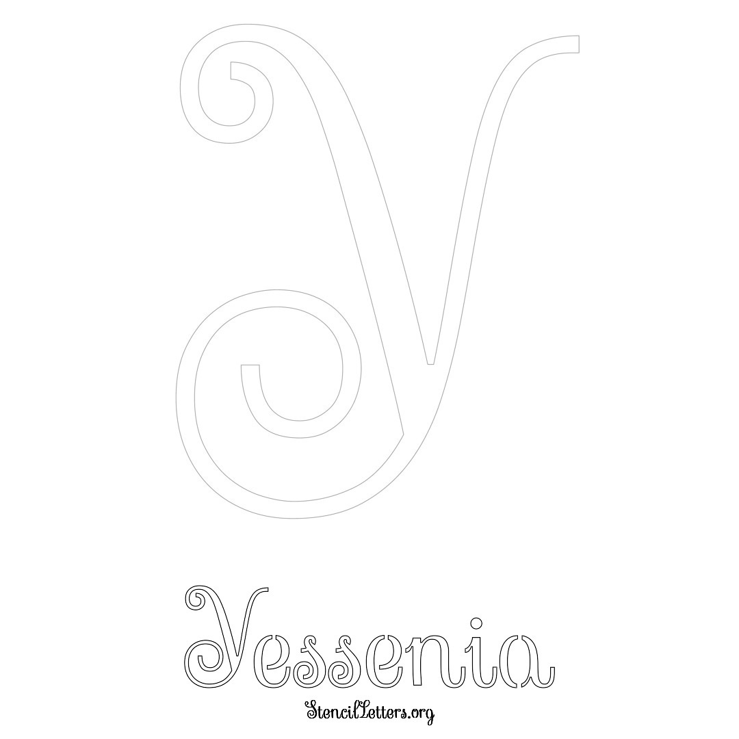 Yessenia printable name initial stencil in Ornamental Cursive Lettering