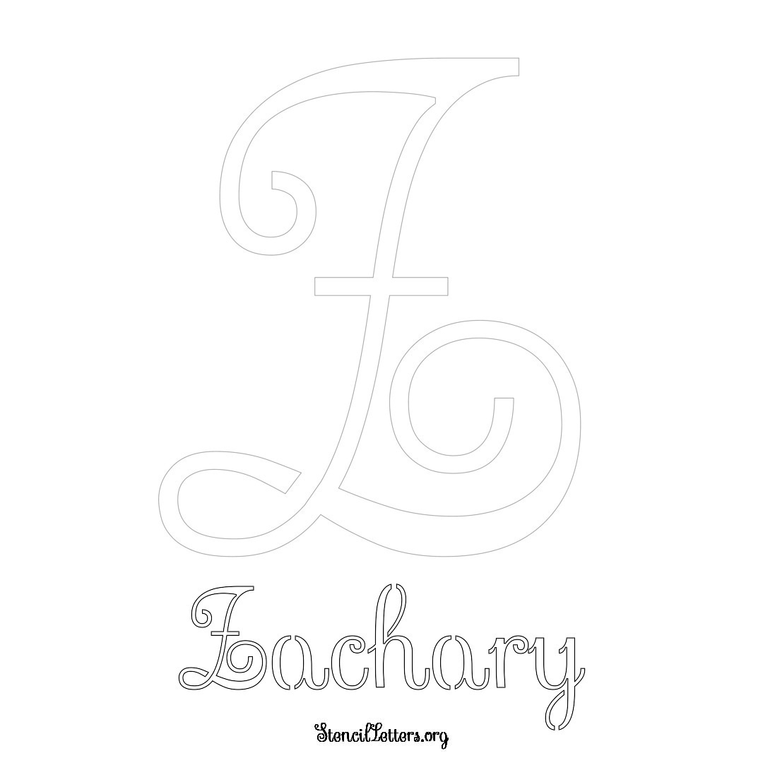 Zachary printable name initial stencil in Ornamental Cursive Lettering