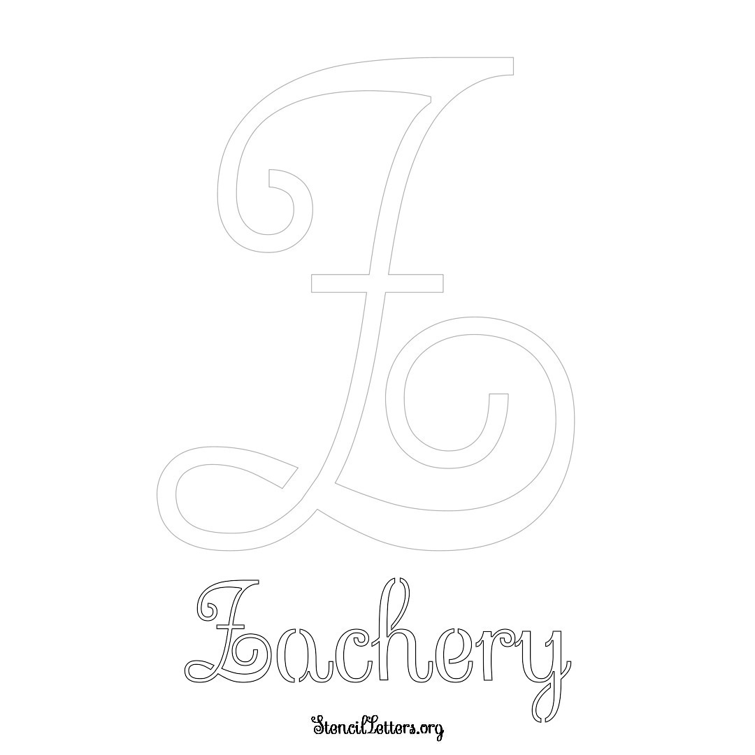 Zachery printable name initial stencil in Ornamental Cursive Lettering